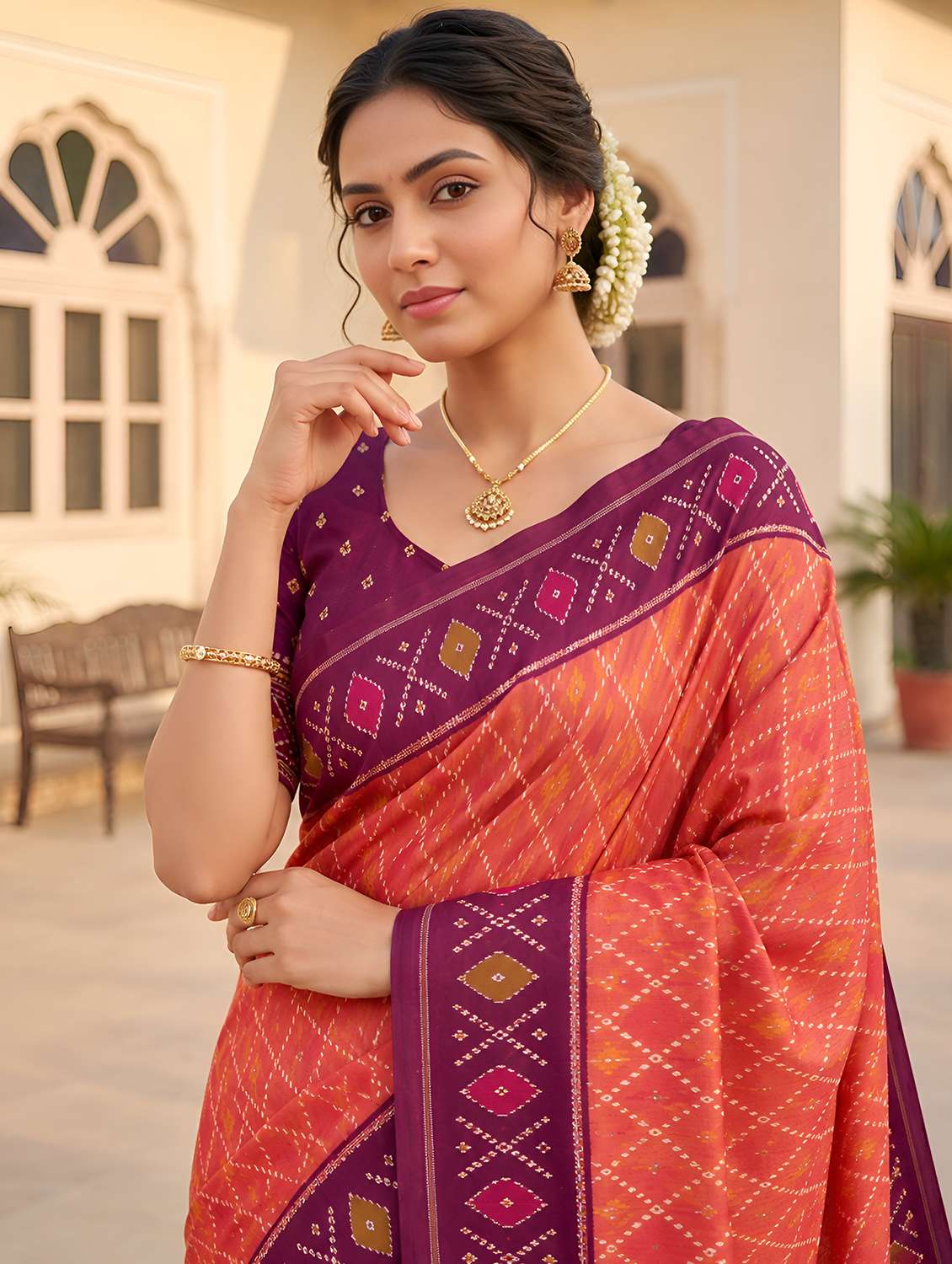 women self design patola saree with blouse - 22579335 -  Standard Image - 1