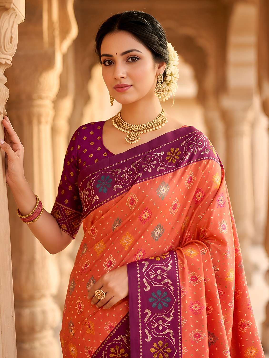 women self design patola saree with blouse - 22579341 -  Standard Image - 1