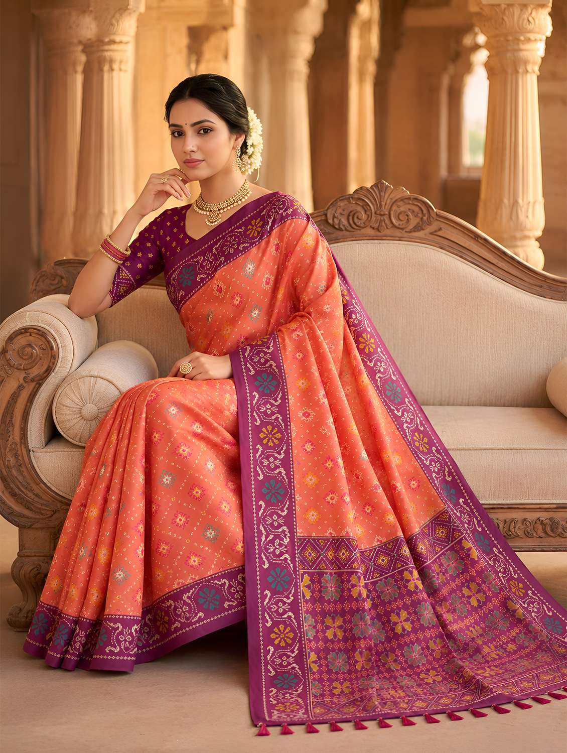 women self design patola saree with blouse - 22579341 -  Standard Image - 4