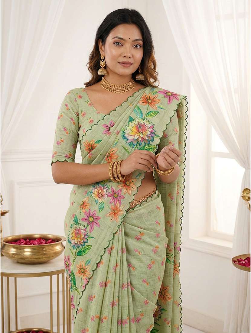 women printed casual wear saree with blouse - 22579352 -  Standard Image - 1