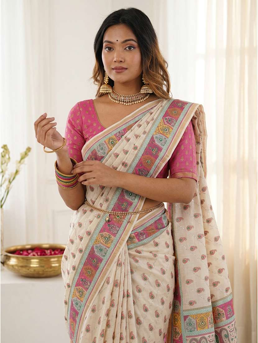 women printed casual wear saree with blouse - 22579353 -  Standard Image - 1