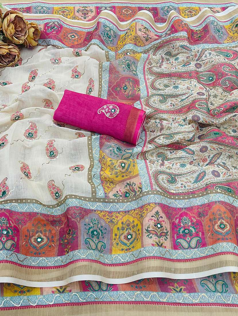 women printed casual wear saree with blouse - 22579353 -  Standard Image - 4