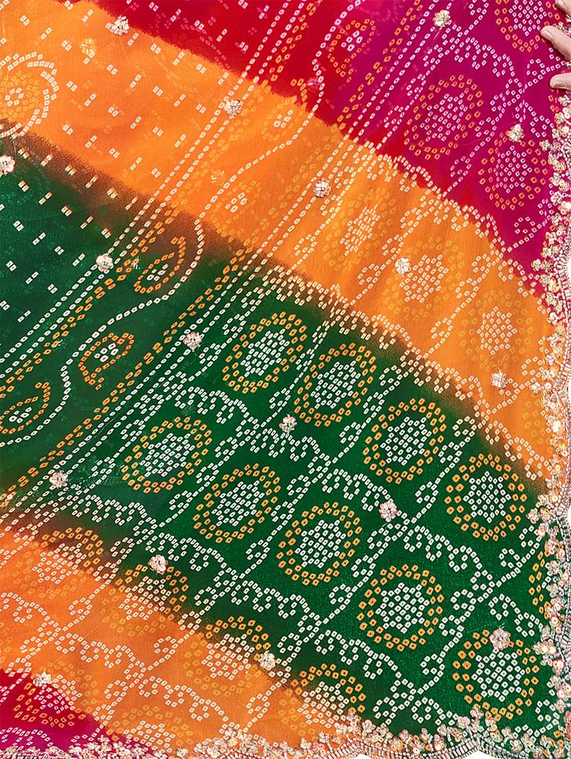 women bandhani printed saree with blouse - 22579359 -  Standard Image - 1