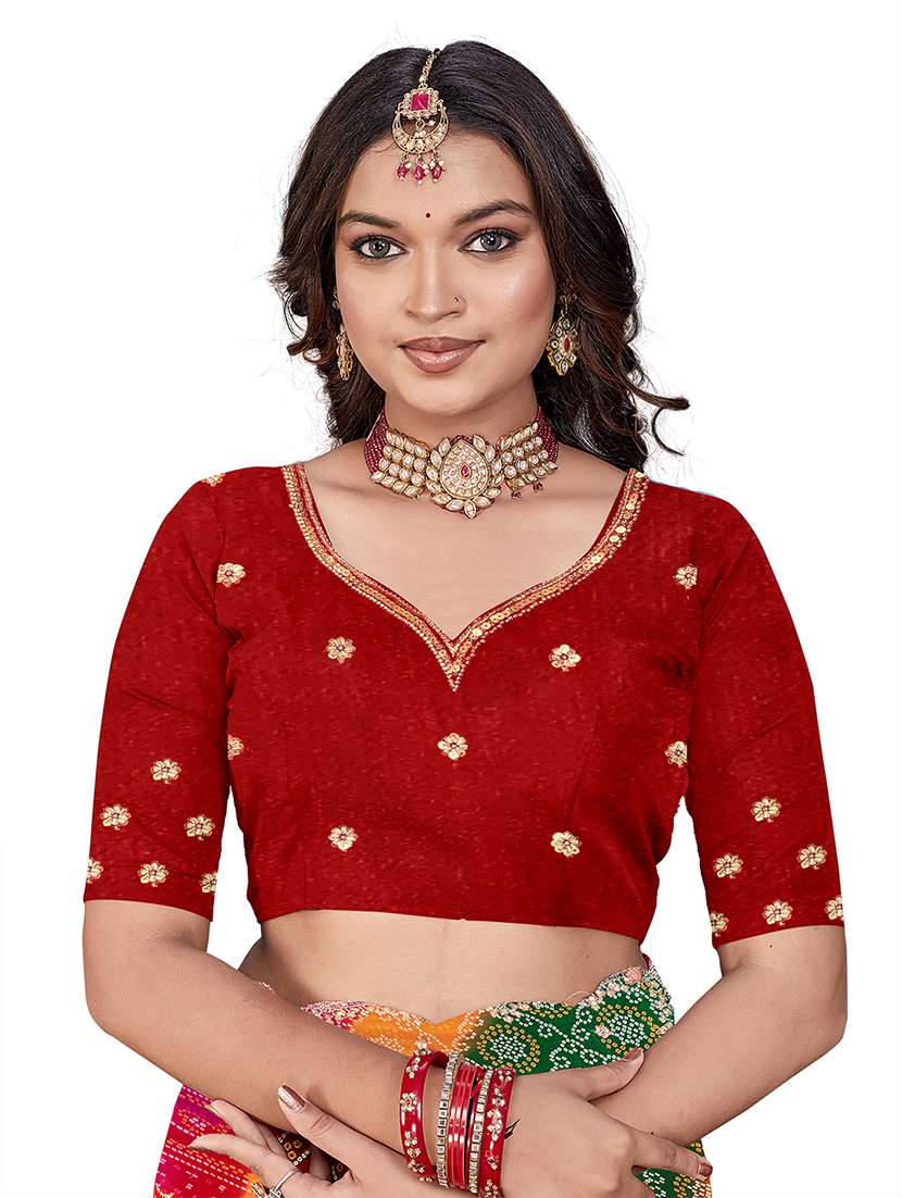 women bandhani printed saree with blouse - 22579359 -  Standard Image - 4