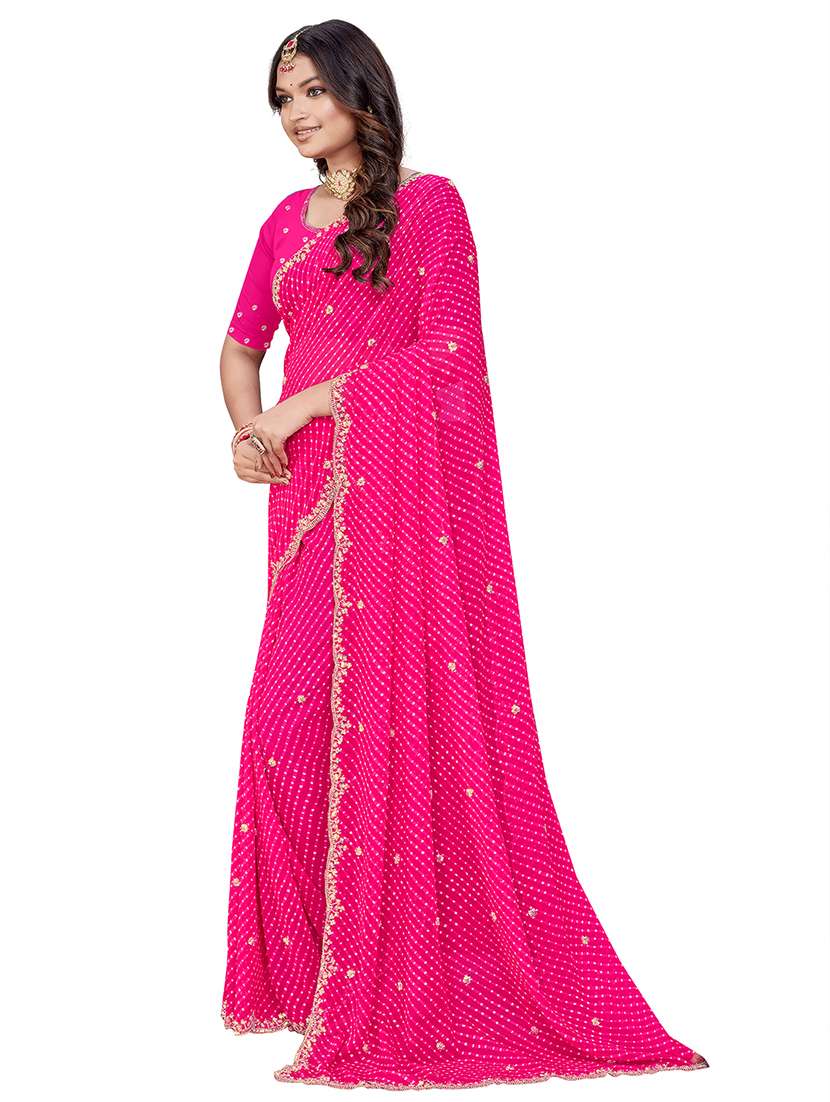 women printed embellished saree with blouse
