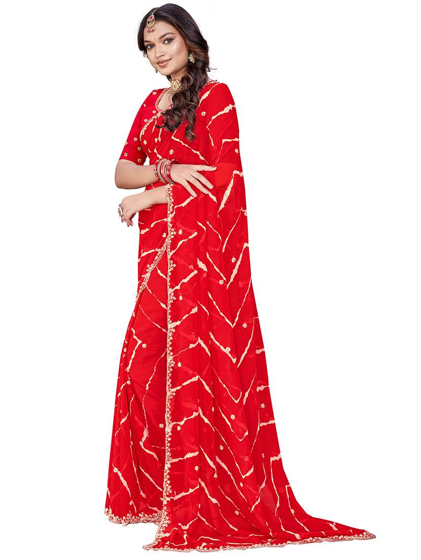 women printed embellished saree with blouse