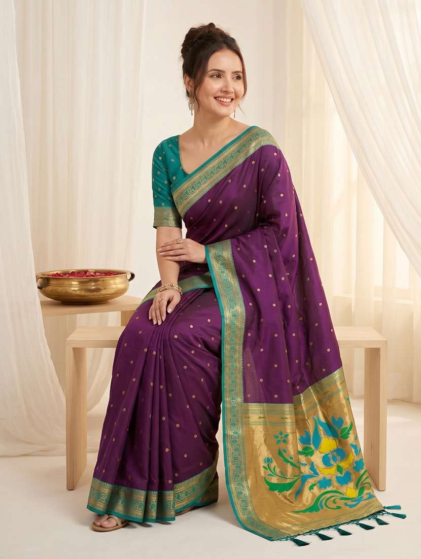 women self design paithani saree with blouse - 22579377 -  Standard Image - 4