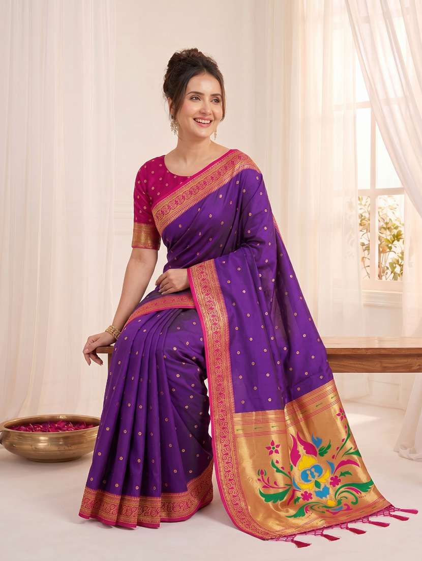 women self design paithani saree with blouse - 22579379 -  Standard Image - 4