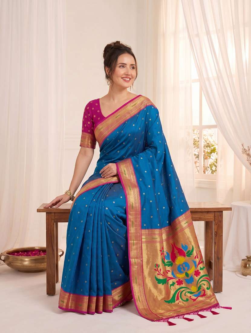 women self design paithani saree with blouse - 22579381 -  Standard Image - 4