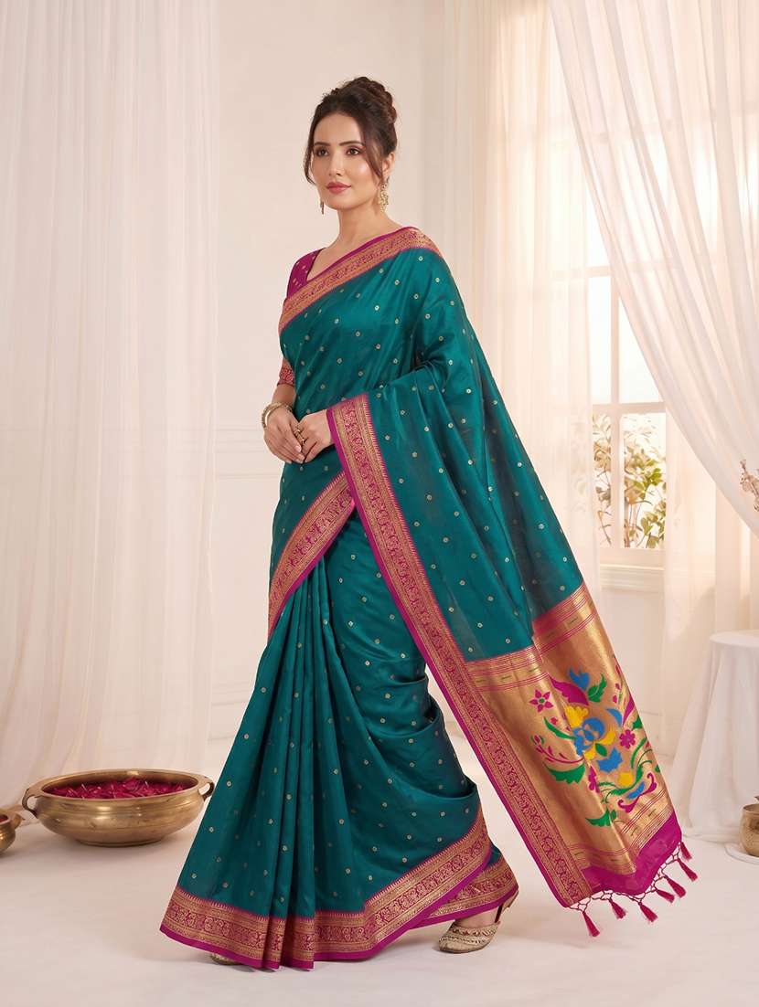 women self design paithani saree with blouse - 22579383 -  Standard Image - 4
