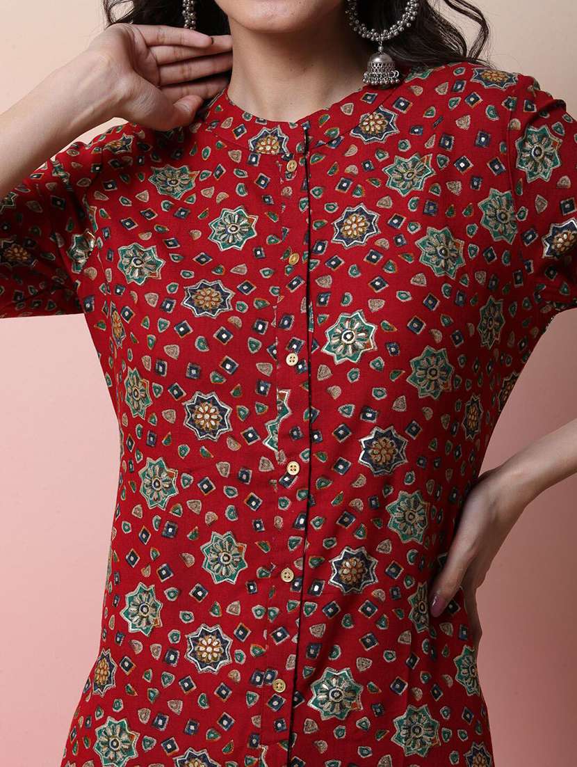 women printed three quarter sleeves straight kurta - 22579392 -  Standard Image - 1