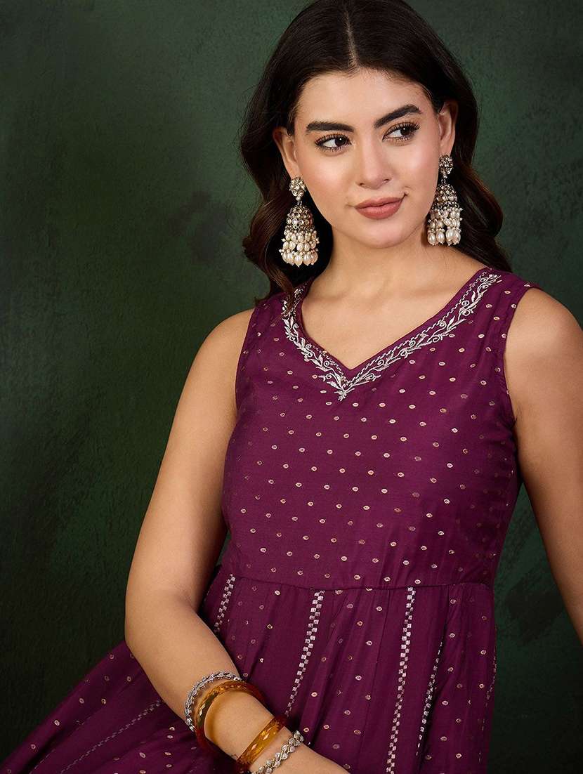women printed sleeveless anarkali kurta - 22579393 -  Standard Image - 1