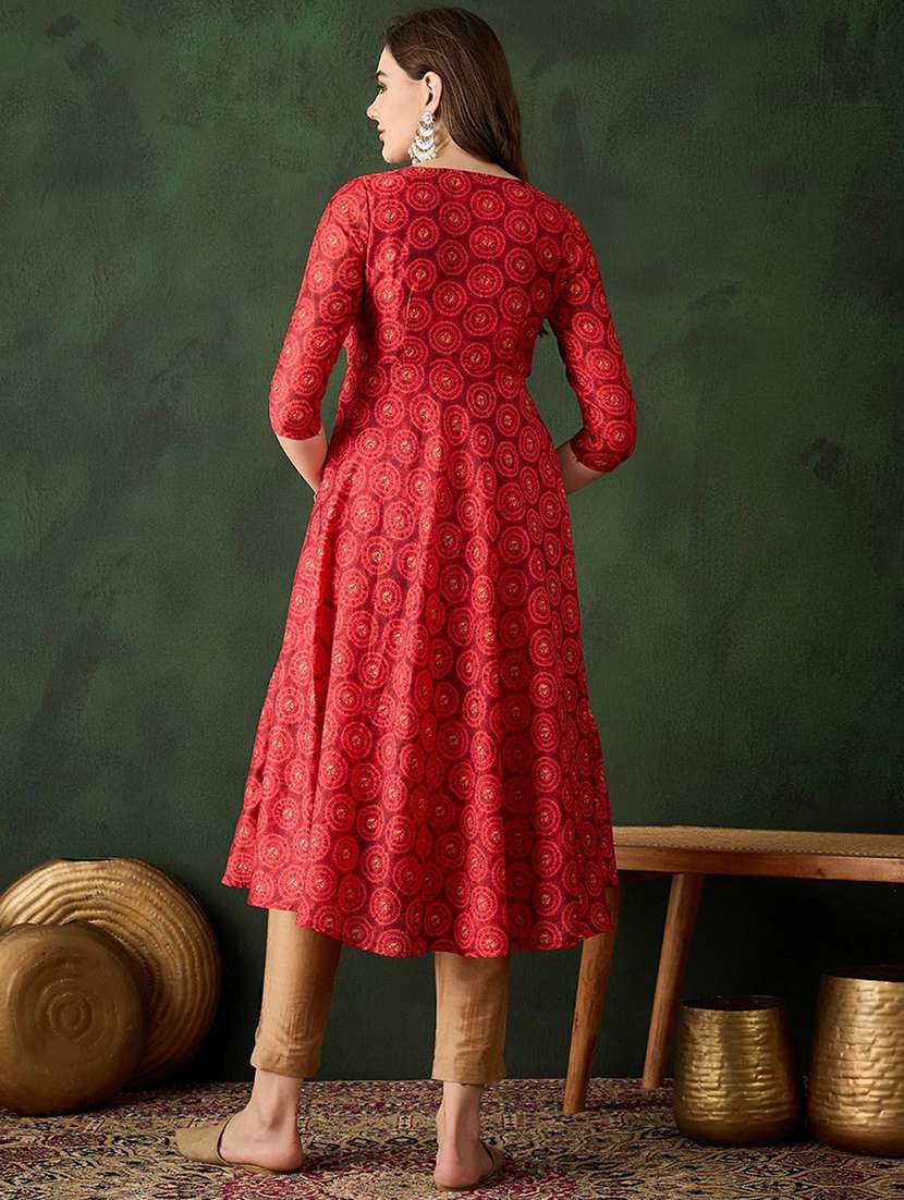 women printed round neck anarkali kurta - 22579395 -  Standard Image - 4