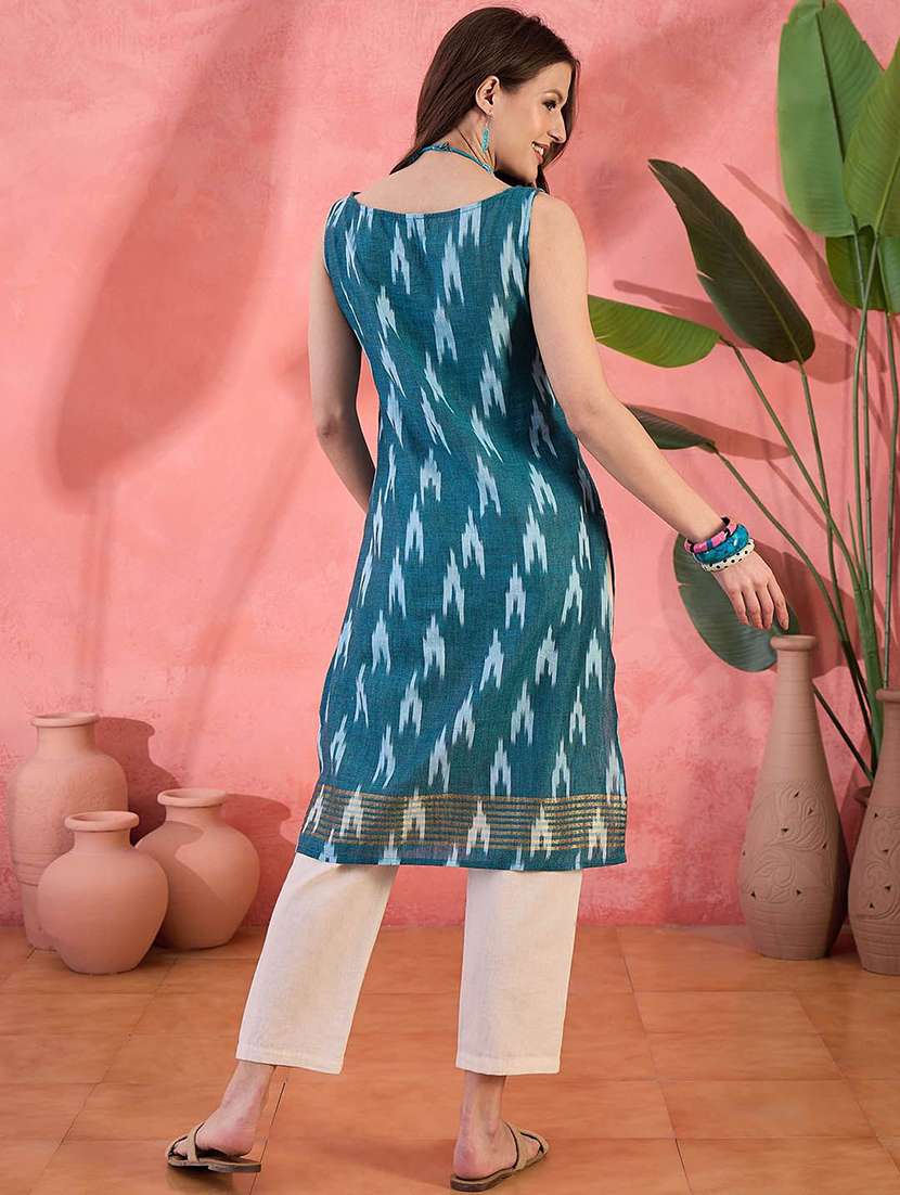women printed round neck straight kurta - 22579398 -  Standard Image - 4