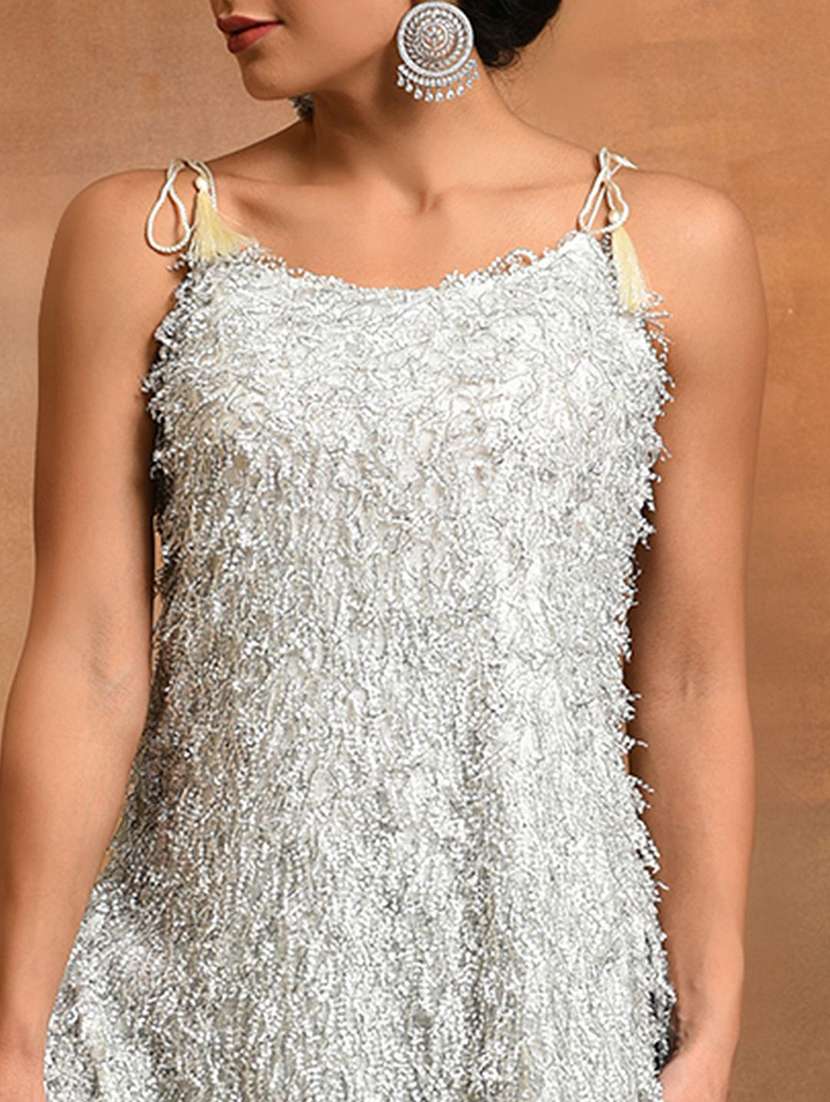 women embellished shoulder strap straight kurta - 22579400 -  Standard Image - 1