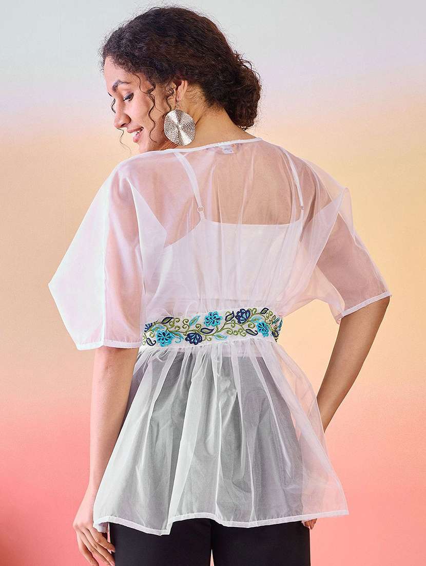 women embroidered kimono sleeves regular top - 22579432 -  Standard Image - 4