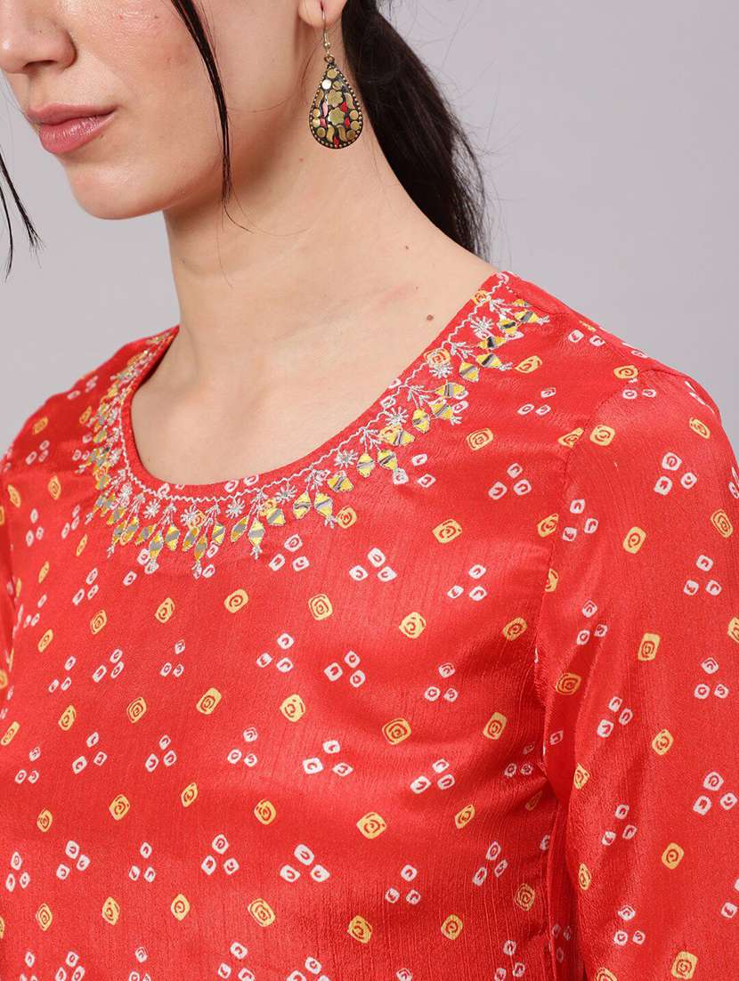 women printed bell sleeves flared kurti - 22579441 -  Standard Image - 1