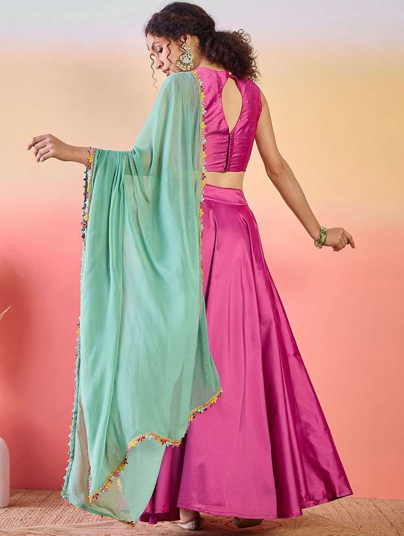 women solid sleeveless lehenga choli - 22579446 -  Standard Image - 4