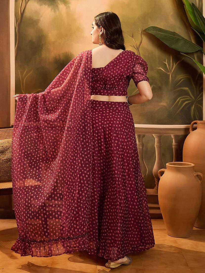Women Printed Sleeveless Lehenga Choli Set - 22579451 -  Standard Image - 4