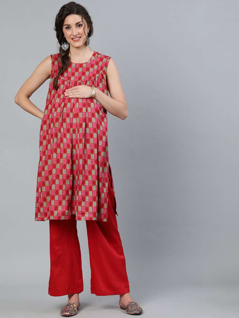 women printed sleeveless maternity kurta - 22579453 -  Standard Image - 4