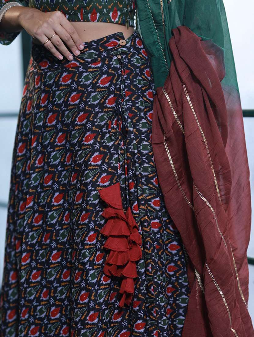women printed three quarter sleeves lehenga choli set - 22579459 -  Standard Image - 1