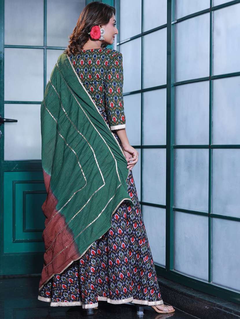 women printed three quarter sleeves lehenga choli set - 22579459 -  Standard Image - 4