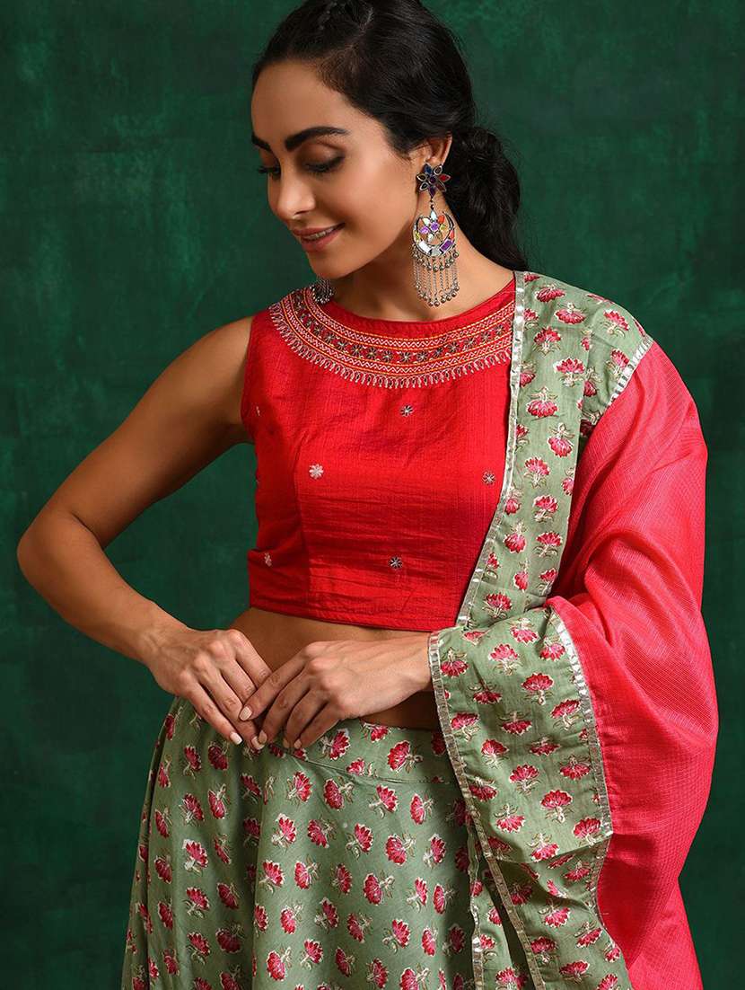 women printed sleeveless lehenga choli set - 22579472 -  Standard Image - 1