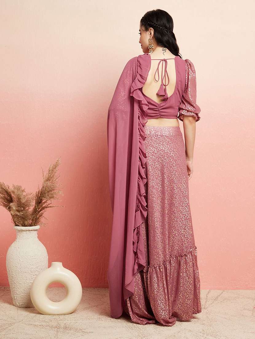 women printed three quarter sleeves lehenga choli set - 22579474 -  Standard Image - 4