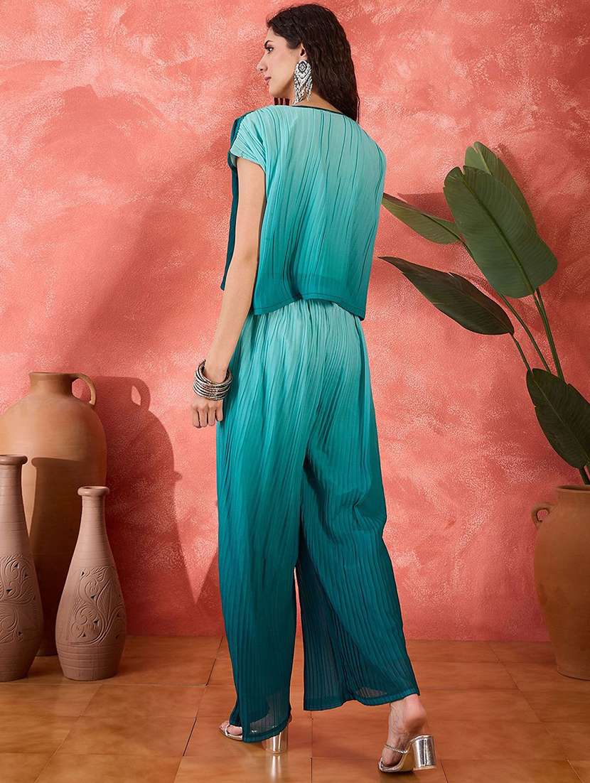 women ombre short sleeves top and palazzo co-ord set - 22579503 -  Standard Image - 4