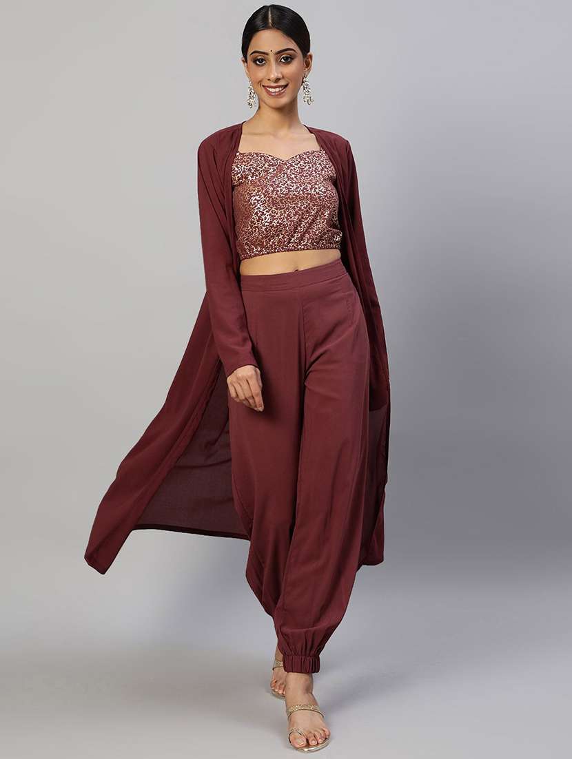 women printed long sleeves fusion set