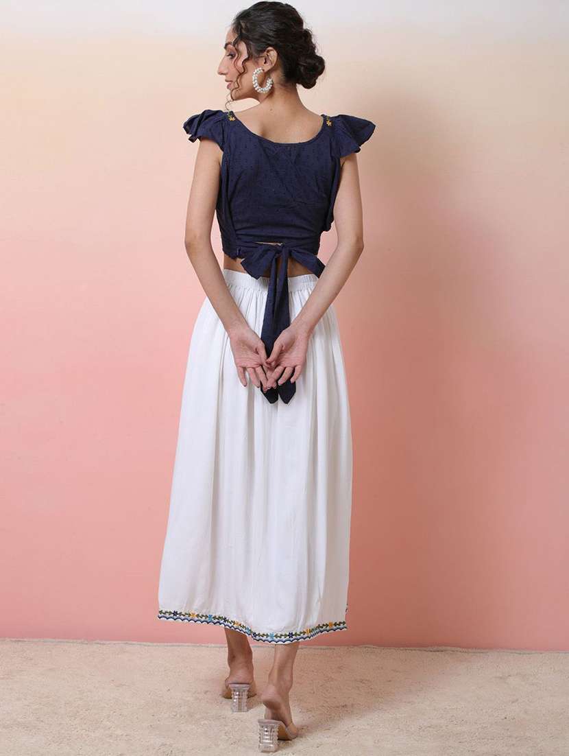 women embroidered cap sleeves top and skirt co-ord set - 22579512 -  Standard Image - 4