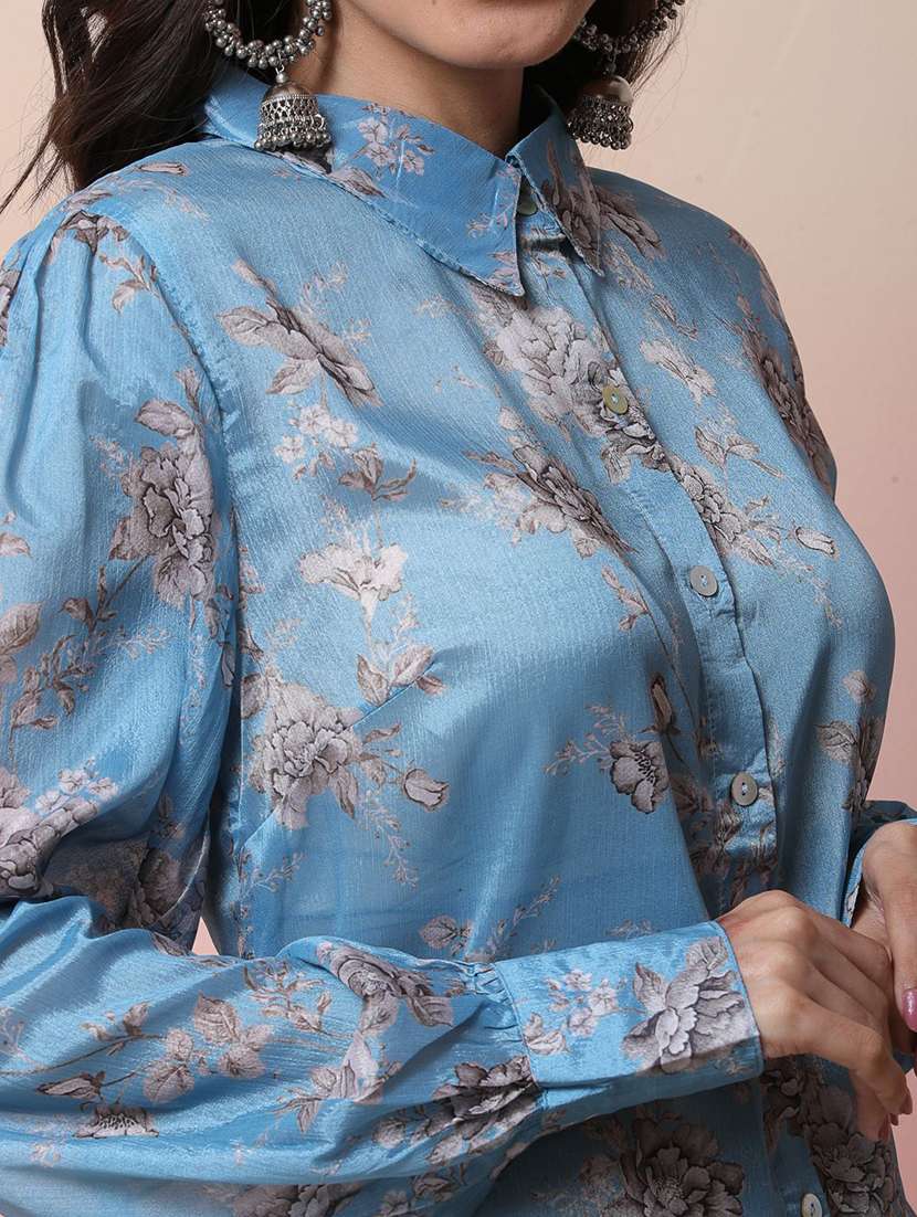 women printed long sleeves shirt and trouser co-ord set - 22579513 -  Standard Image - 1