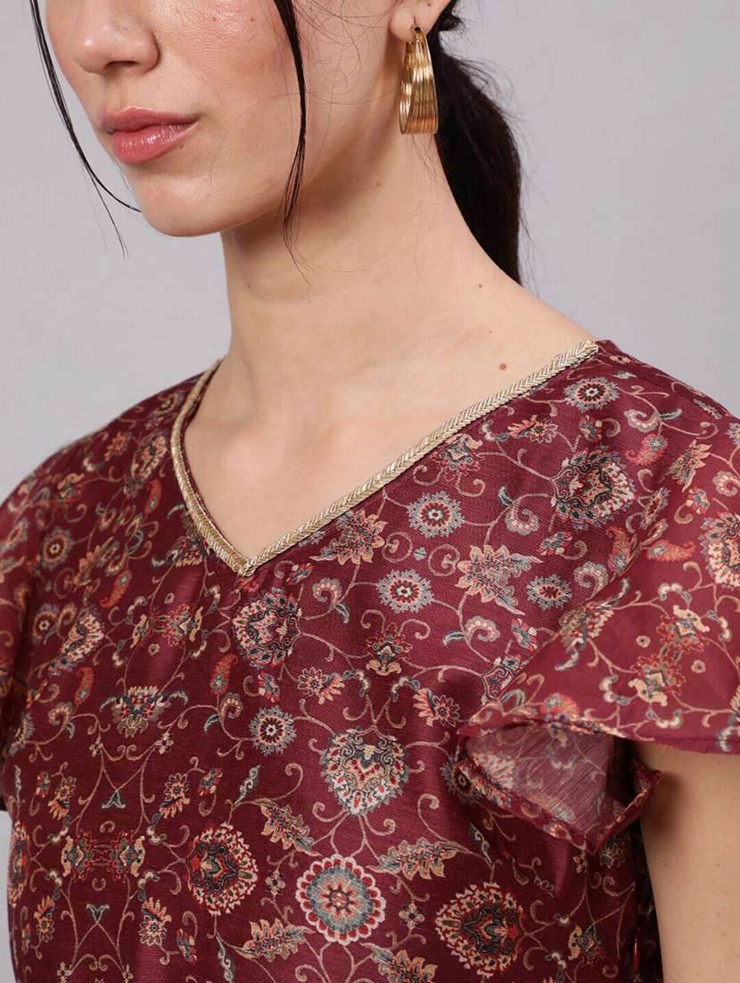 women printed flared sleeves a-line dress - 22579517 -  Standard Image - 1