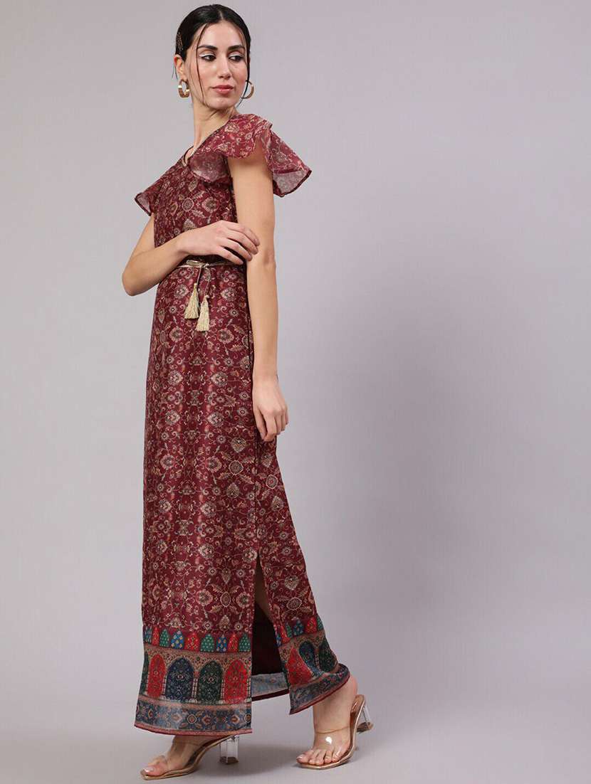 women printed flared sleeves a-line dress - 22579517 -  Standard Image - 4