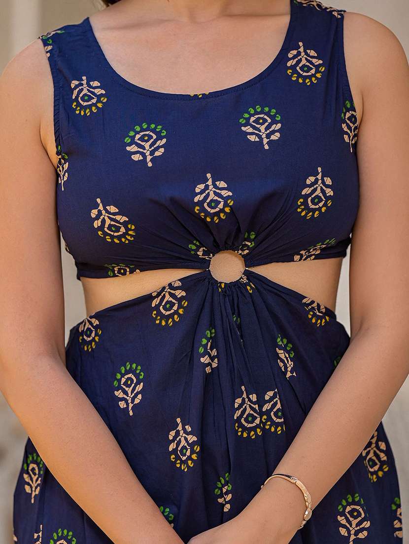 women printed sleeveless a-line dress - 22579519 -  Standard Image - 1