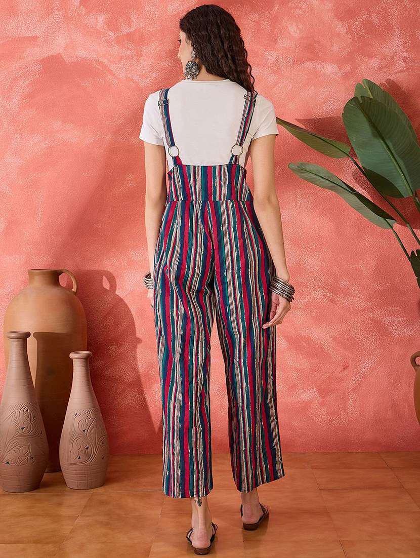 women printed sleeveless calf length dungaree - 22579522 -  Standard Image - 4
