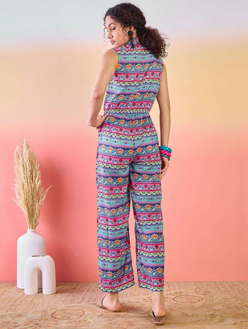 women printed sleeveless full leg jumpsuit - 22579523 -  Standard Image - 4