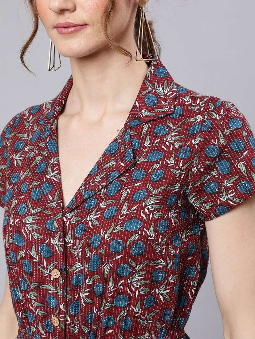 women printed short sleeves full leg jumpsuit - 22579526 -  Standard Image - 1