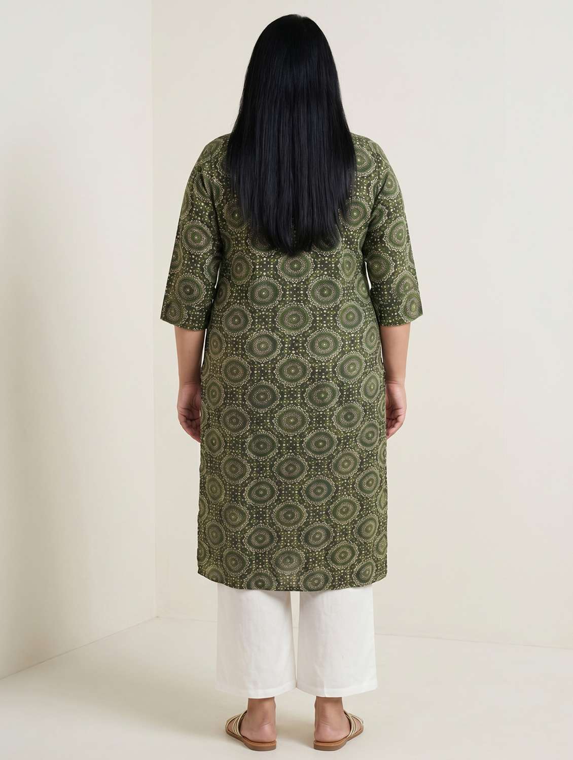 women bandhani three quarter sleeve straight kurta - 22579586 -  Standard Image - 4