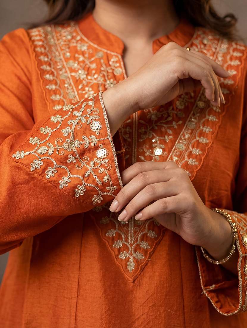women embroidered three quarter sleeves kurta palazzo set with dupatta - 22579668 -  Standard Image - 1