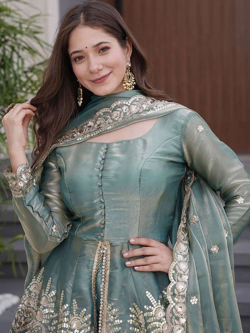women embroidered long sleeves kurta palazzo set with dupatta - 22579779 -  Standard Image - 1