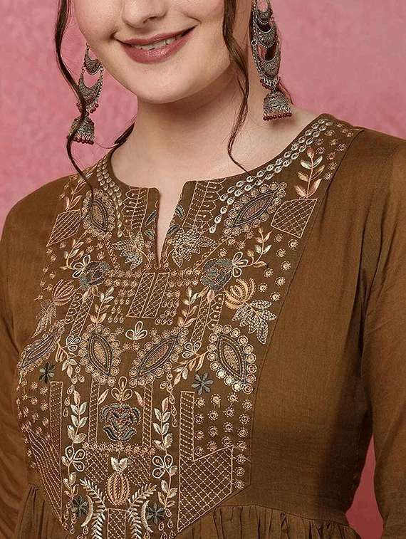women embroidered long sleeves kurta pant set with dupatta - 22579807 -  Standard Image - 1