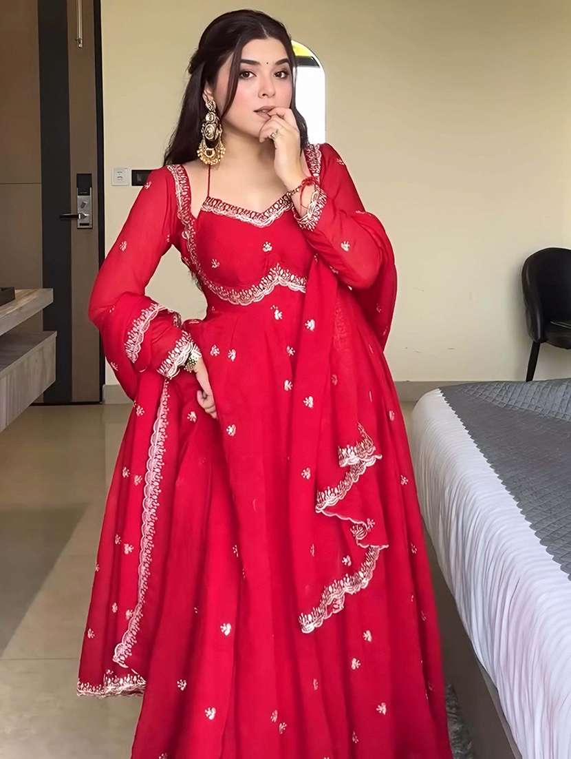 women embroidered long sleeves kurta dupatta set - 22579904 -  Standard Image - 1