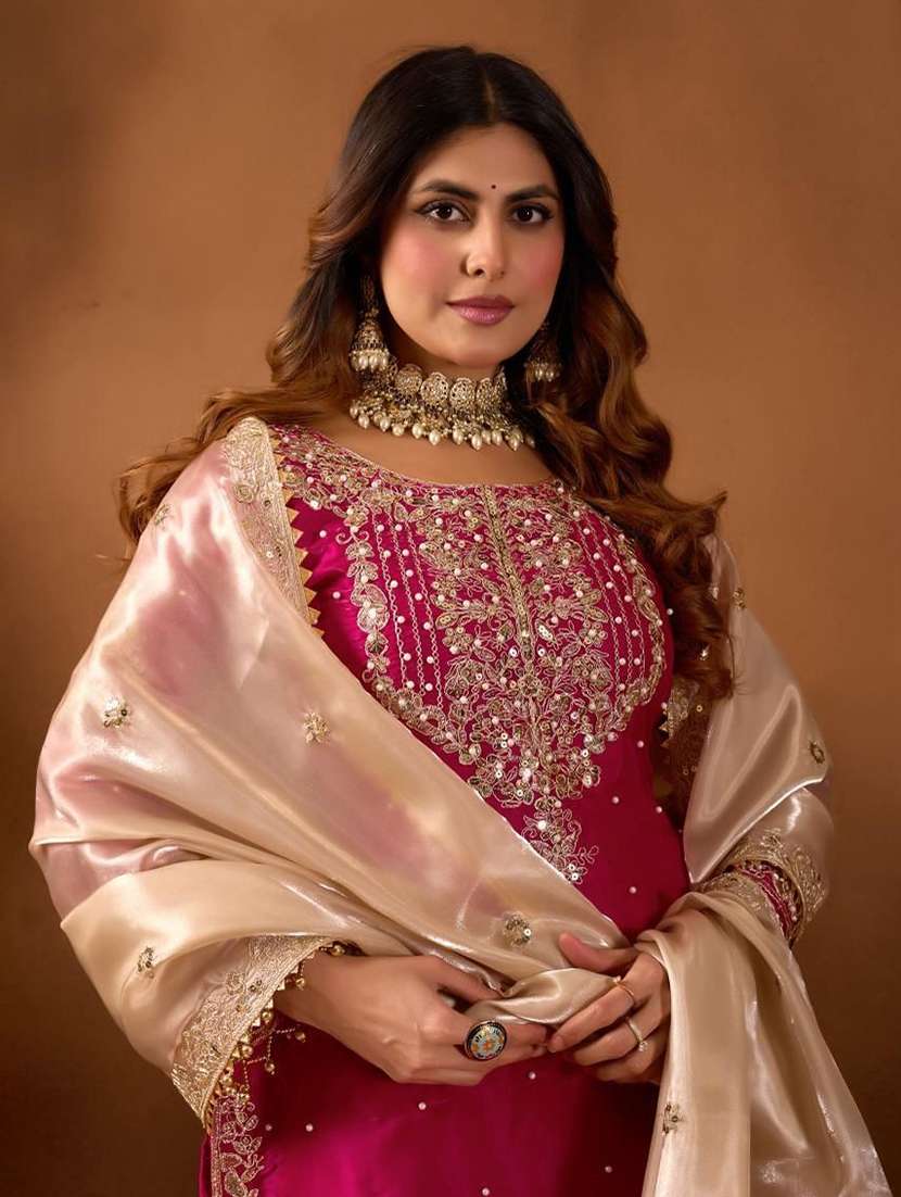 women embroidered long sleeves kurta sharara set with dupatta - 22579971 -  Standard Image - 1