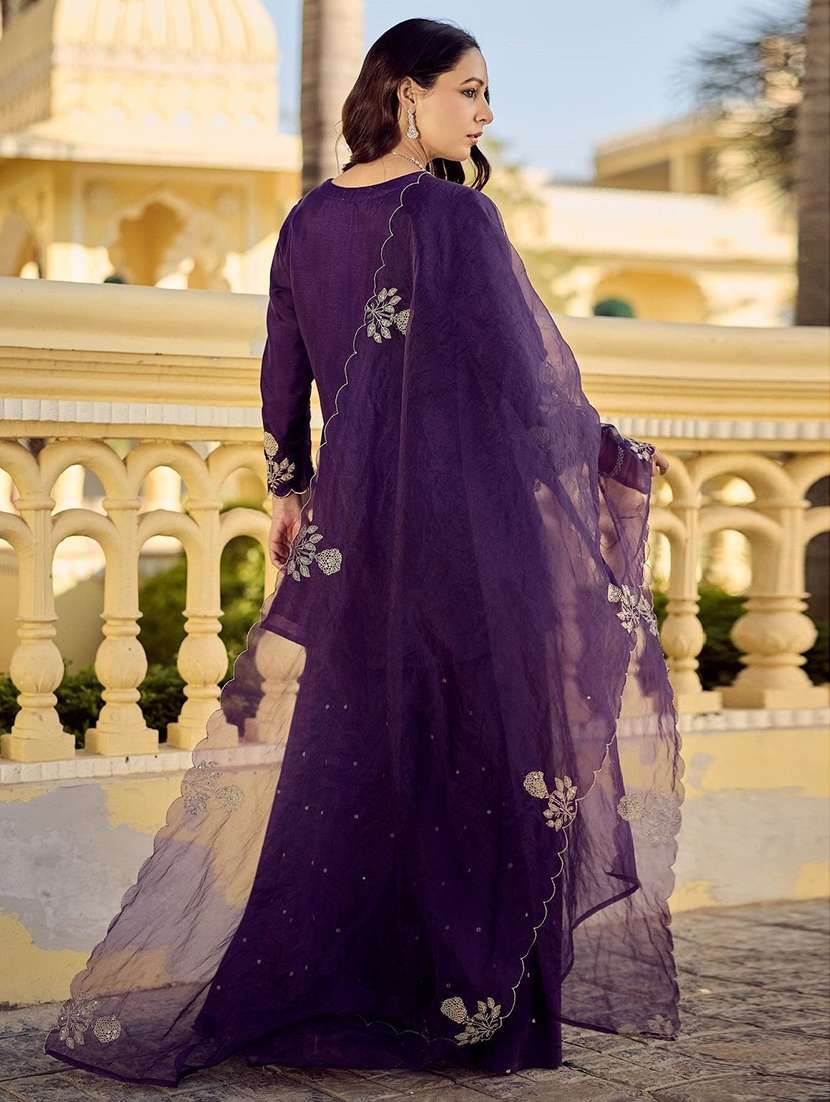 women embroidered three quarter sleeves kurta palazzo set with dupatta - 22580005 -  Standard Image - 4