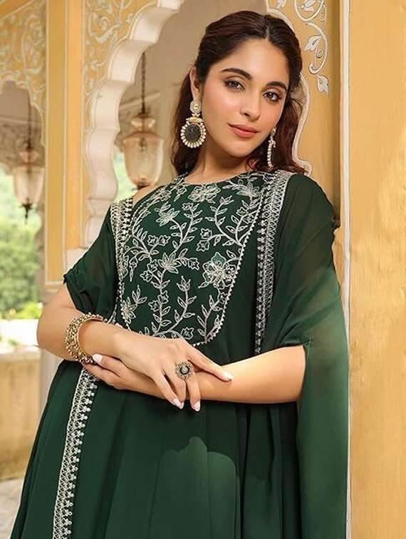 women embroidered sleeveless fusion set - 22580146 -  Standard Image - 1