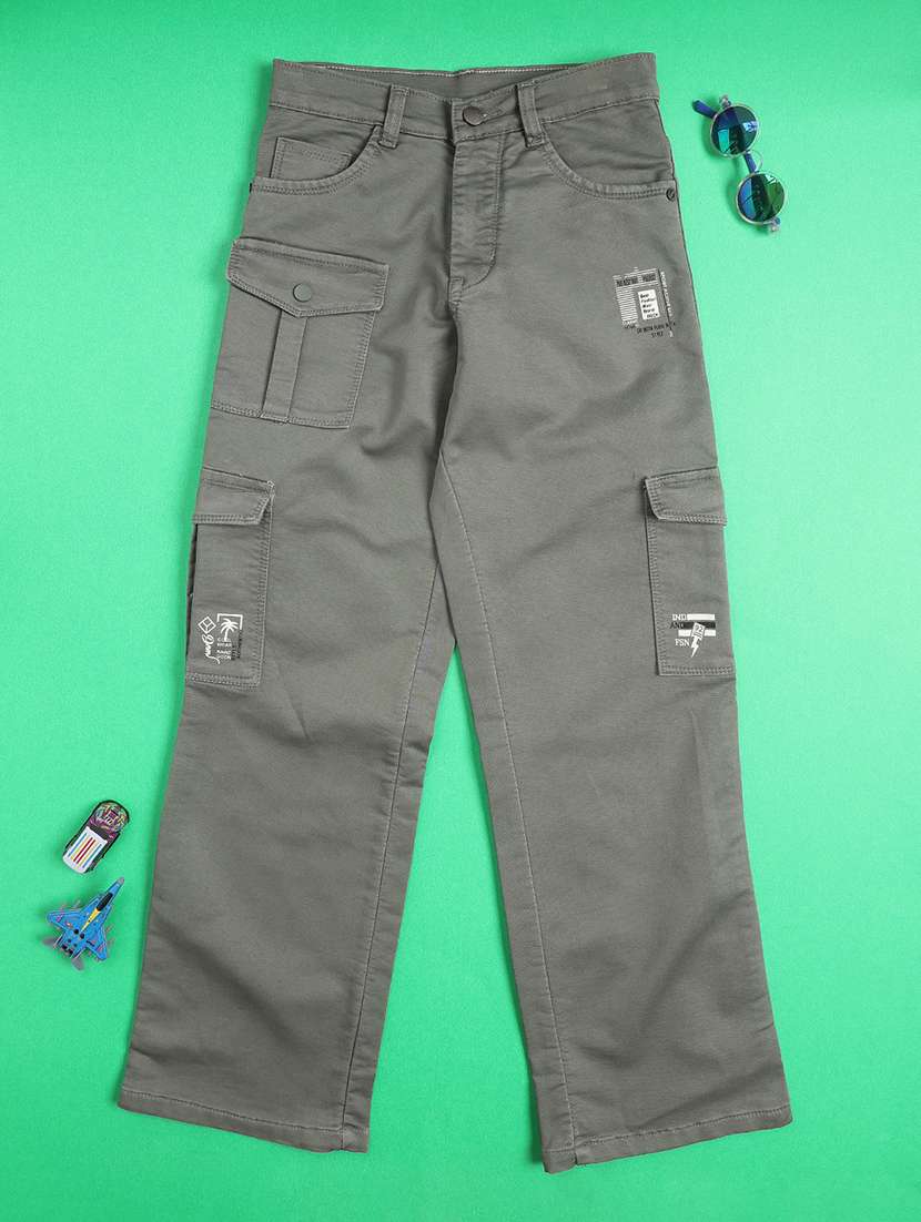 boys solid mid rise cargo pant - 22580190 -  Standard Image - 1