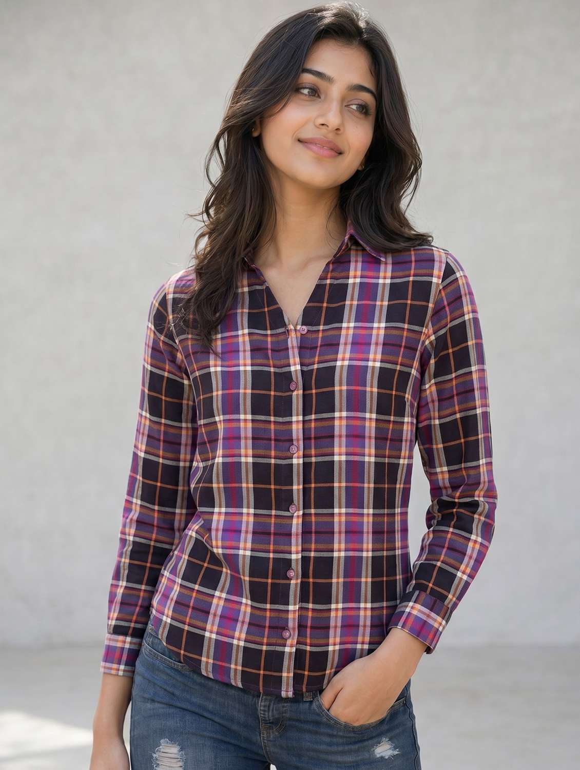 women printed long sleeves regular shirt