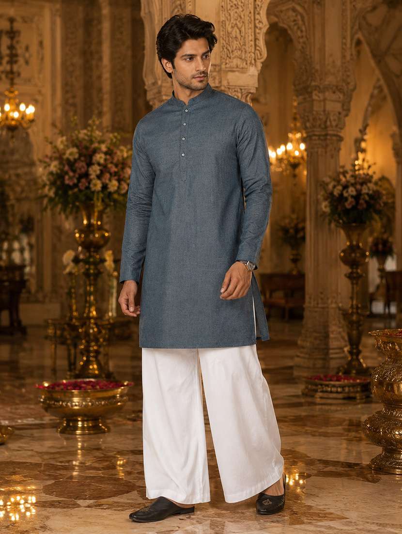 Men Self Design Mandarin Neck Kurta Pyjama Set - 22580294 -  Standard Image - 1
