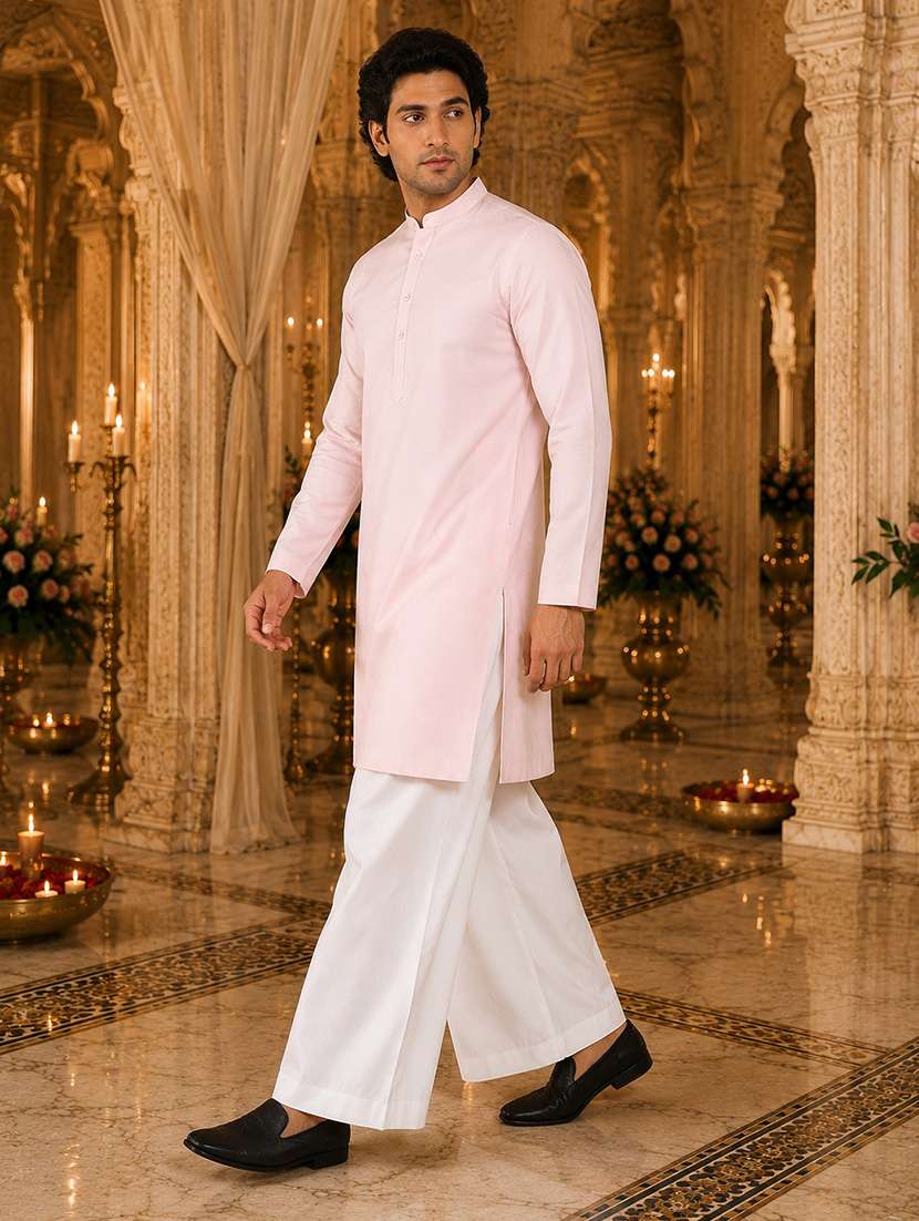 Men Self Design Mandarin Neck Kurta Pyjama Set - 22580321 -  Standard Image - 1